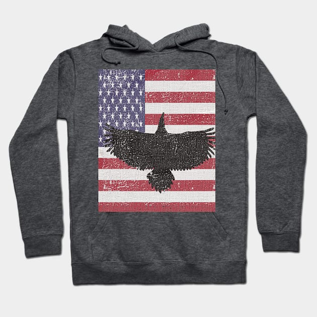 Vintage Eagle on American Flag Hoodie by Eric03091978